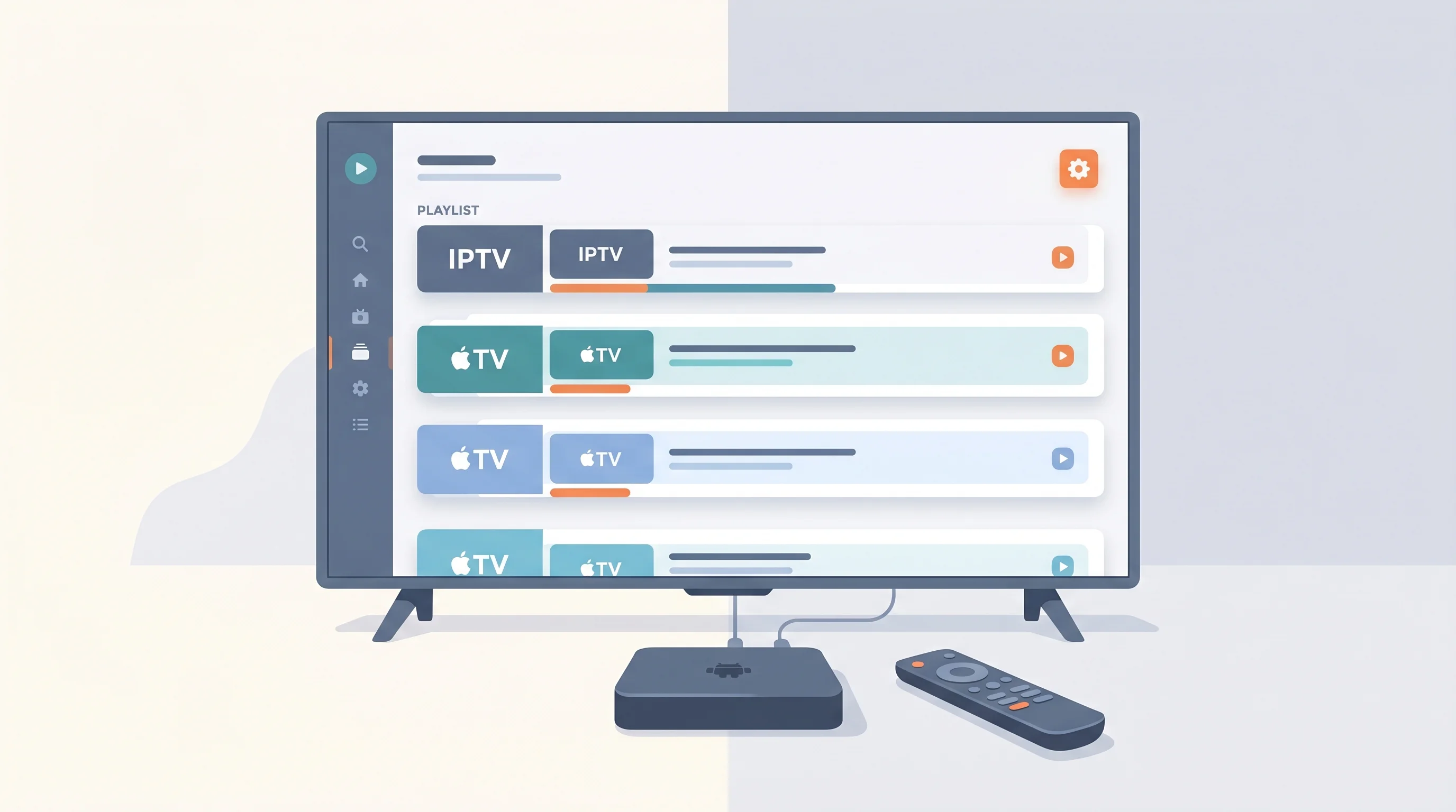 IBO Pro Player op een Android TV box aangesloten op de televisie